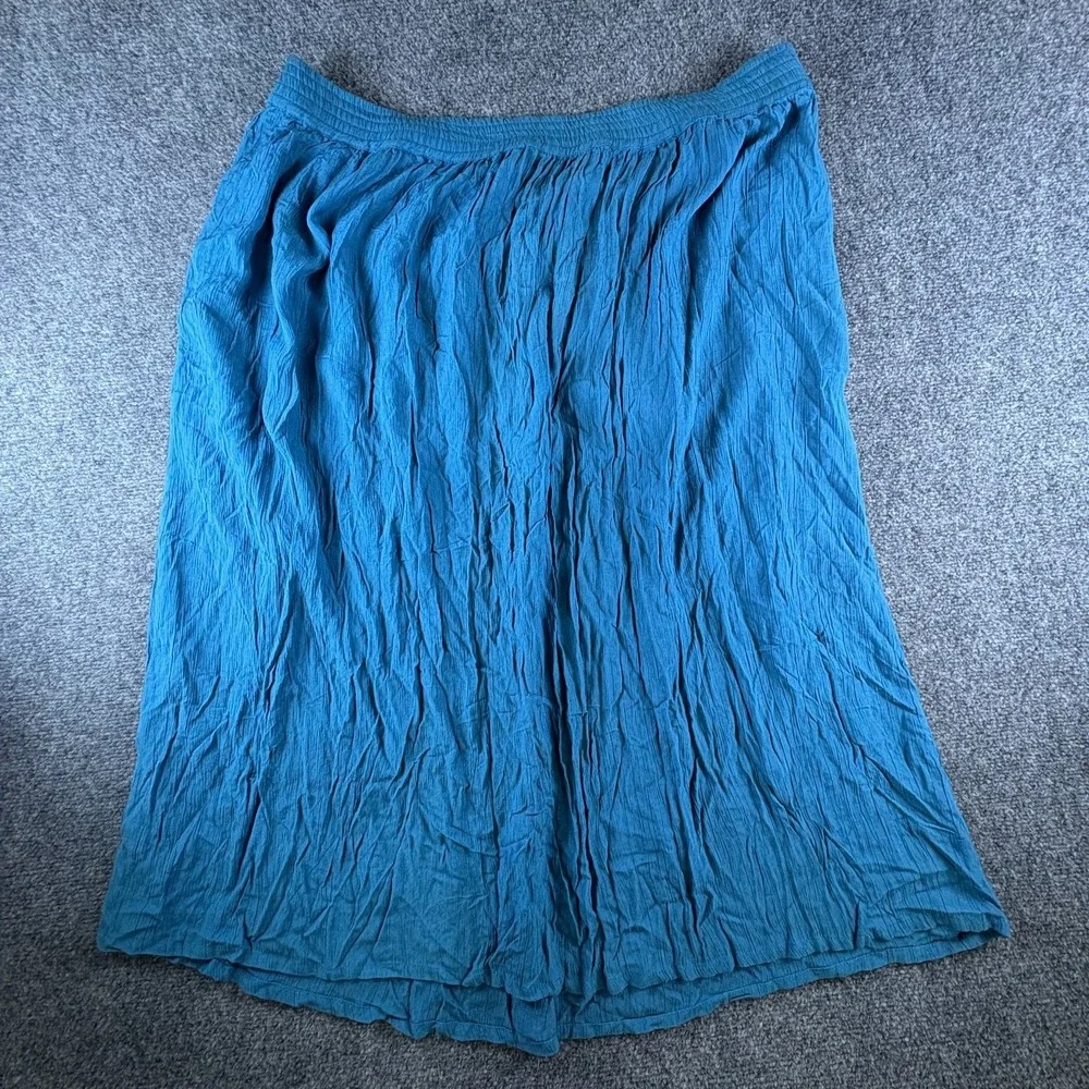 Diane Von Furstenberg Crinkle Skirt Womens 36x32 Blue Rayon Elastic Waistband